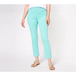 Denim & Co Comfy Knit Slim Straight Ankle Length Jeans Size 4X Aqua A596314